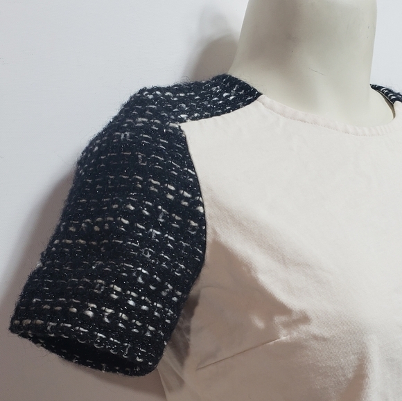 J Crew Cream & Black Wool Sleeved Blouse - Picture 2 of 5